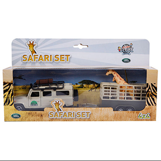 Kids globe die-cast land rover met giraffe-trailer, 29cm