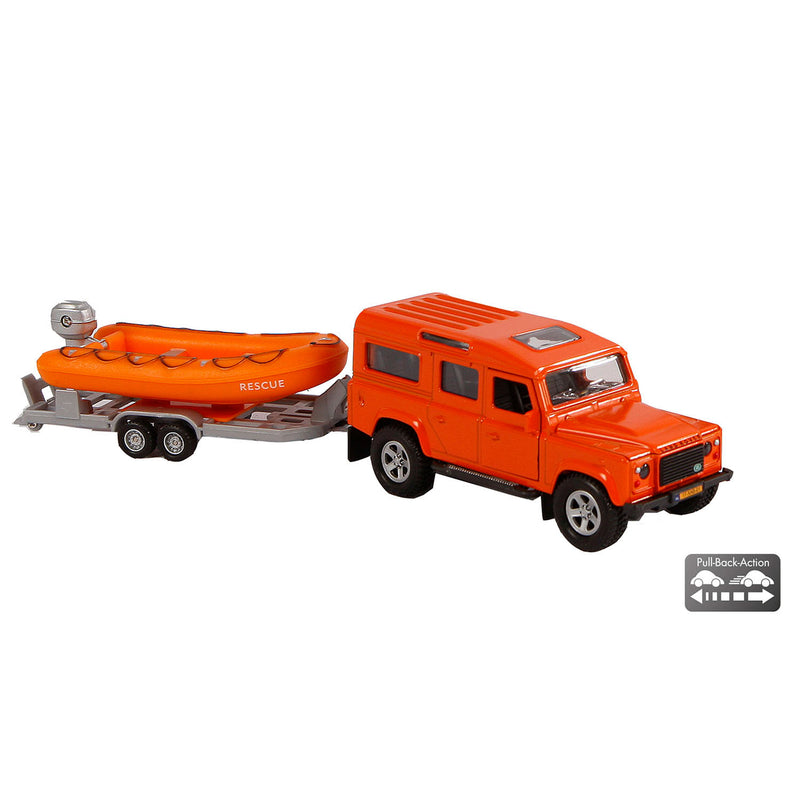 Load image into Gallery viewer, Kids globe die-cast land rover met reddingsboot, 27cm
