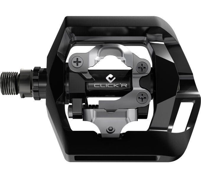Load image into Gallery viewer, Shimano Pedaalset Click&#39;R T421 platform + enkelzijdig SPD met SM-SH56 plaatjes zwart
