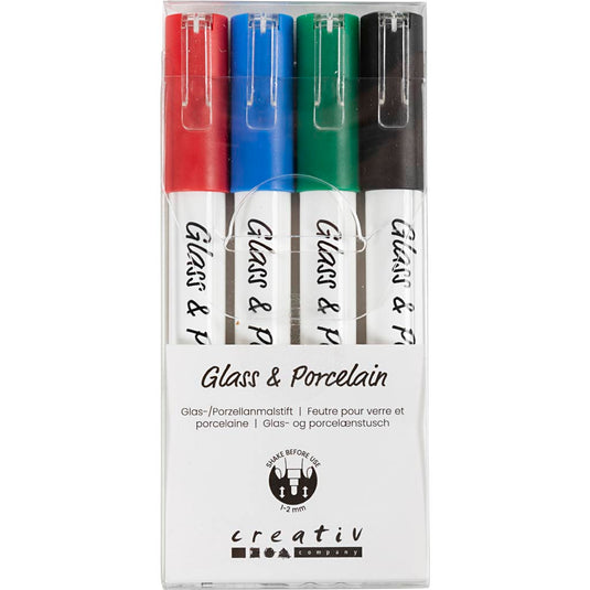 Creativ company glas- en porseleinstiften kleur, 4st.