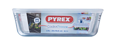 Pyrex cooking storage all in one - met deksel - borosilicaatglas - 25 x 20 cm - 2.6 l