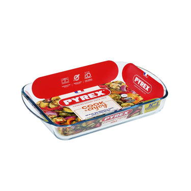 Pyrex rechthoekige glazen ovenschaal 2,6 liter 35 x 23 x 5 cm - ovenschotel schalen - bakvorm