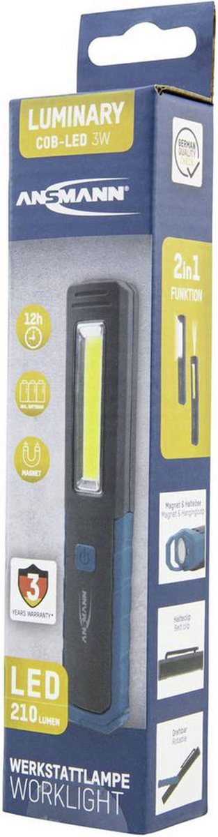 Ansmann 1600-0387 wl210b werklamp cob led werkt op batterijen 210 lm