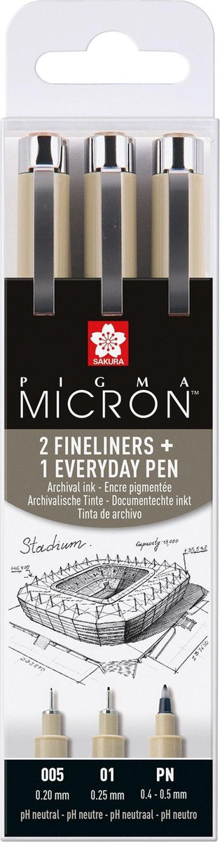Sakura pigma micron etui 3 fineliners zwart 005-01-pn arch.