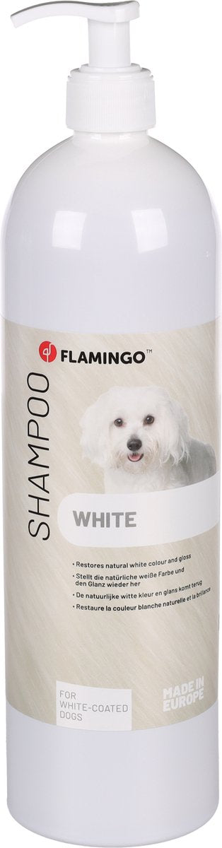 Flamingo hondenshampoo witte vacht – 1l – verzorgend hydraterend – vachtverzorging
