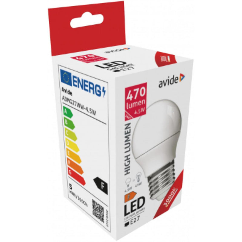 Load image into Gallery viewer, Avide led globe mini g45, 4.5 watt, e27 fitting , warm wit 3000 kelvin, 470 lumen
