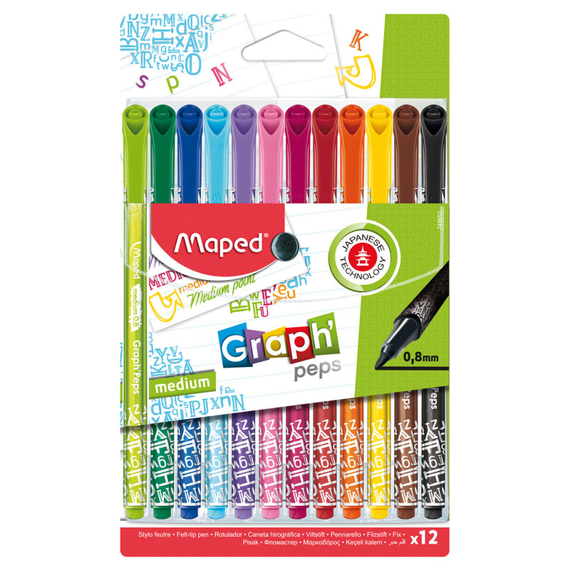 Load image into Gallery viewer, Maped graph rsquo;peps fijnlijners 12 kleuren 0.8 mm
