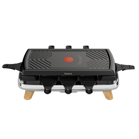 Tefal re610d 3in1 8-persoons raclette zwart rvs hout