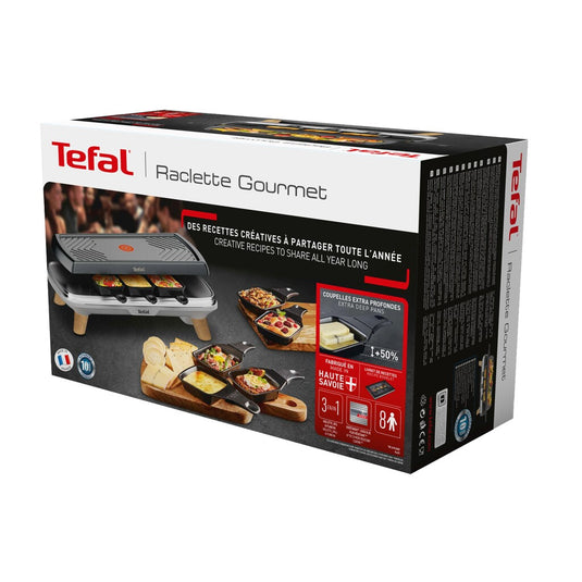 Tefal re610d 3in1 8-persoons raclette zwart rvs hout