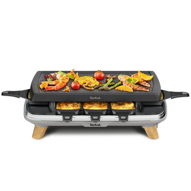Tefal re610d 3in1 8-persoons raclette zwart rvs hout