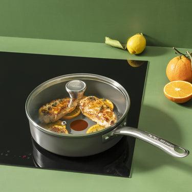Tefal renew+ hapjespan - ø24 cm - met deksel - keramisch - pfas-vrij - geschikt voor inductie