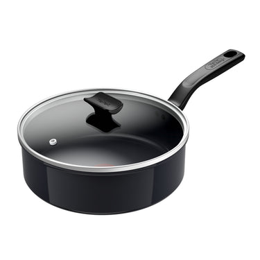 Tefal hapjespan keramisch 24cm inductie zwart met deksel.
