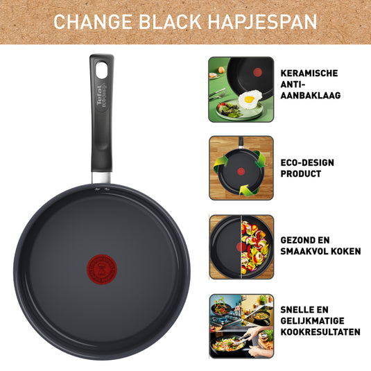 Tefal c47632 change black keramische hapjespan 24 cm zwart