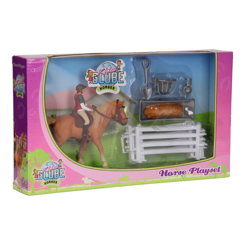 Load image into Gallery viewer, Kids Globe Globe Globe Speelset Paard, Ruiter met Accessoires, 1:24
