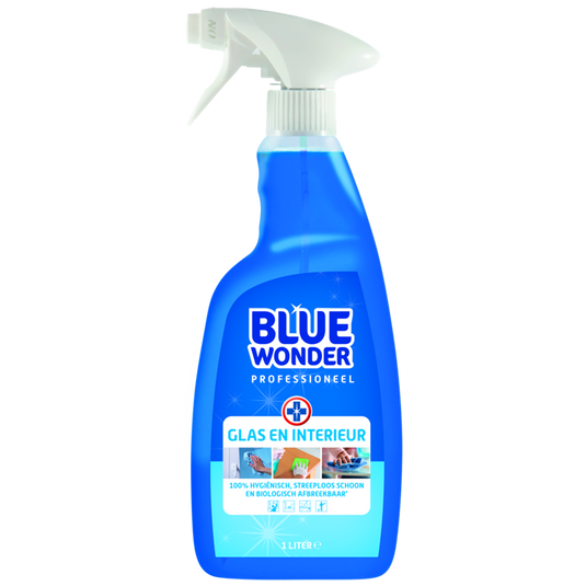 Blue wonder 1070319 - prof glas en int. reiniger 1l | 6 stuks
