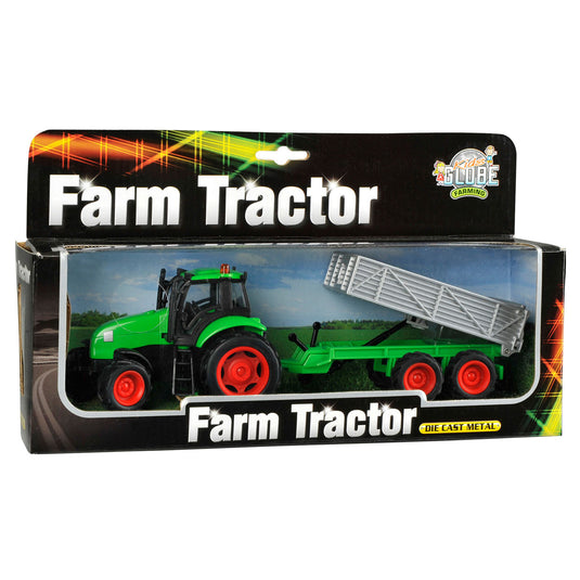 Kids globe tractor met aanhanger licht geluid 1:32