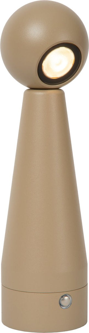 Lucide ipsos - oplaadbare tafellamp - accu batterij - led dimbaar - 1x3w 2700k - taupe