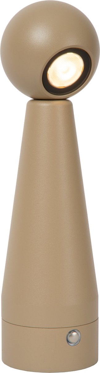 Lucide ipsos - oplaadbare tafellamp - accu batterij - led dimbaar - 1x3w 2700k - taupe