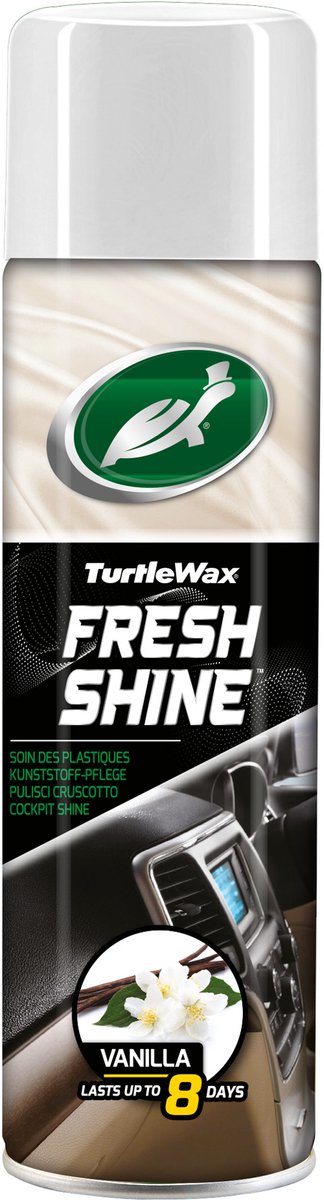 Turtle wax gl fresh shine vanilla – voor alle kunststof interieur onderdelen - werkt reinigend - antistatisch – geeft glans - met heerlijke vanillegeur - 500ml