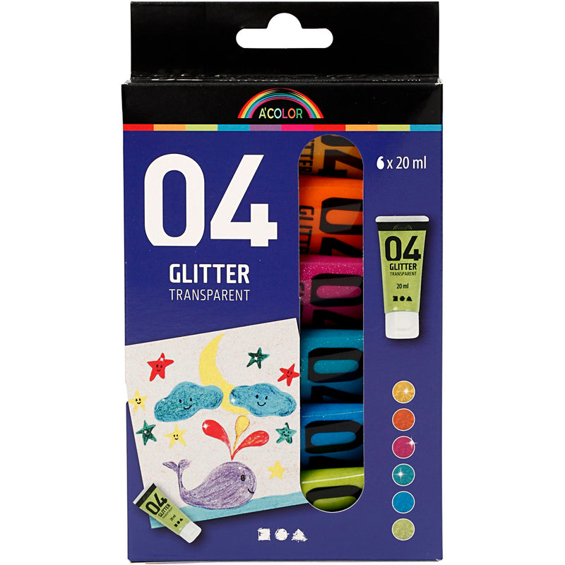 Load image into Gallery viewer, Creativ company kinder acrylverf glitter kleur, 6x20ml
