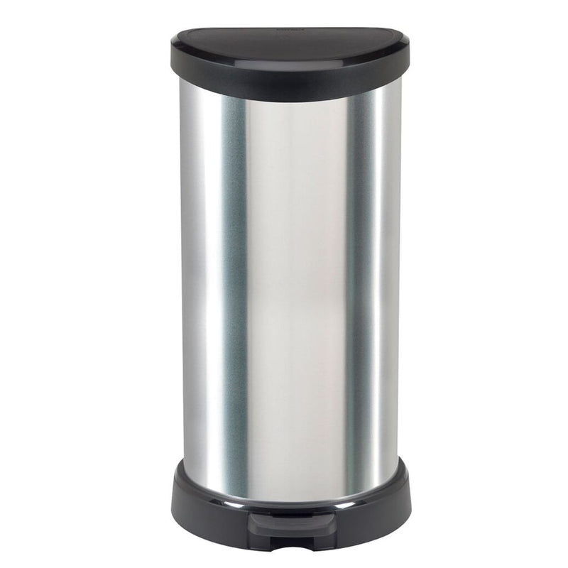 Load image into Gallery viewer, Curver decobin pedaalemmer ovaal 40l zilver zwart
