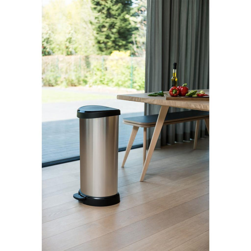 Load image into Gallery viewer, Curver pedaalemmer decobin ovaal 40l zilver
