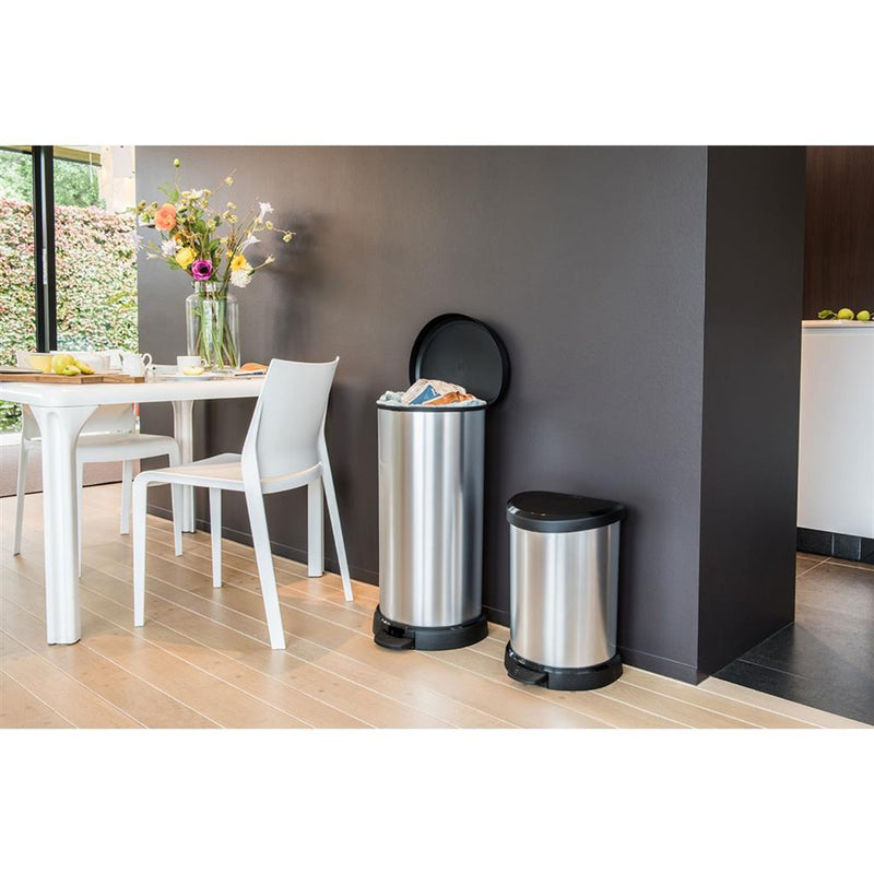 Load image into Gallery viewer, Curver decobin pedaalemmer ovaal 40l zilver zwart

