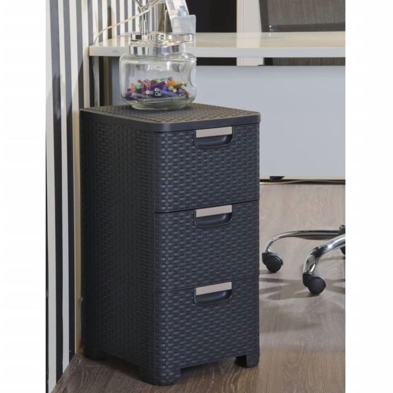 Load image into Gallery viewer, Curver ladekast style 3x14 l antracietkleurig
