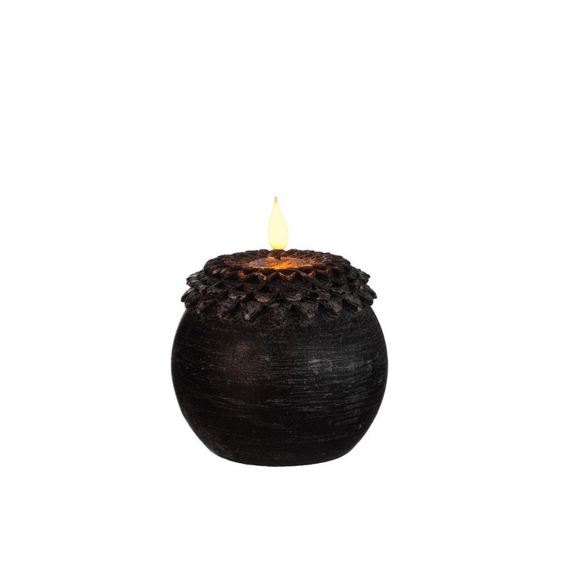 Load image into Gallery viewer, Ideas 4 seasons led kaars wax bloem parel zwart ã˜9xh12cm
