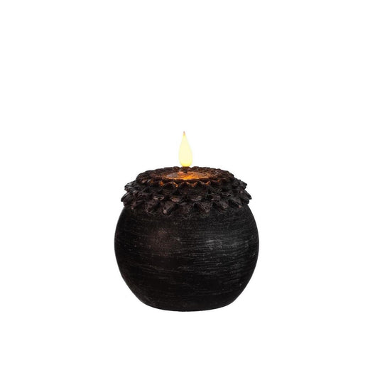 Ideas 4 seasons led kaars wax bloem parel zwart ã˜9xh12cm