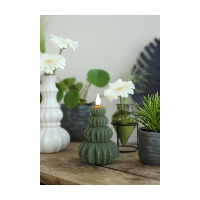 Load image into Gallery viewer, Ideas 4 seasons led kaars wax boom bruin taupe ã˜6,9xh12cm
