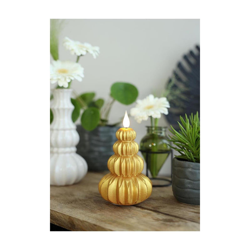 Load image into Gallery viewer, Ideas 4 seasons led kaars wax boom goud ã˜6,9xh12cm
