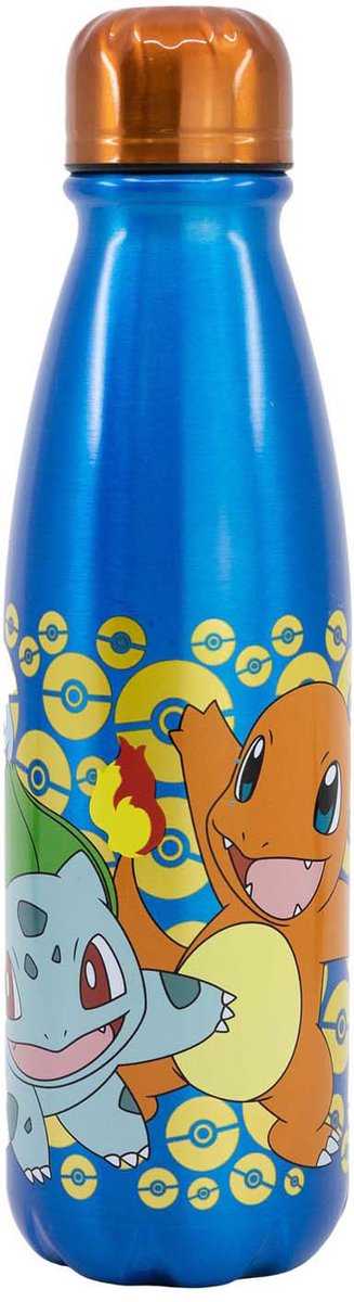 Stor pokémon aluminium drinkbeker - drinkfles 600 ml - 23.5 cm hoog