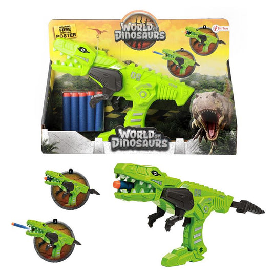 Toi-toys world of dinosaurs afschietpistool met foampijlen