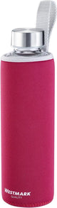 Westmark drinkfles, met opdruk, incl. beschermhoes, 550 ml, glas siliconen rubber, bpa-vrij, viva, rood zilver doorzichtig, 5272226r