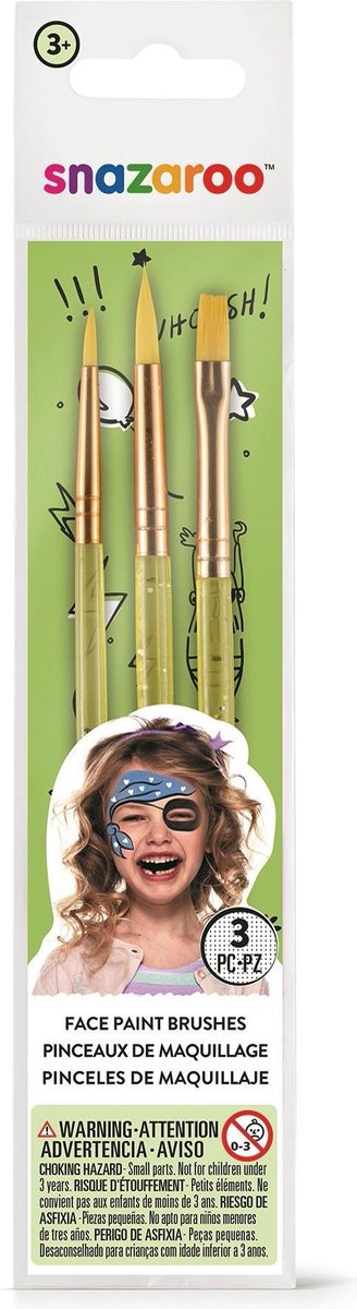 Snazaroo 3 schminkpenselen set unisex