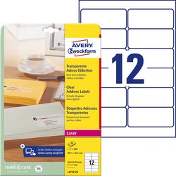 Avery adresetiketten zweckform quickpeel transparant 300 stuks