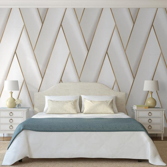 Dutch wallcoverings behang geometric wit en goudkleurig