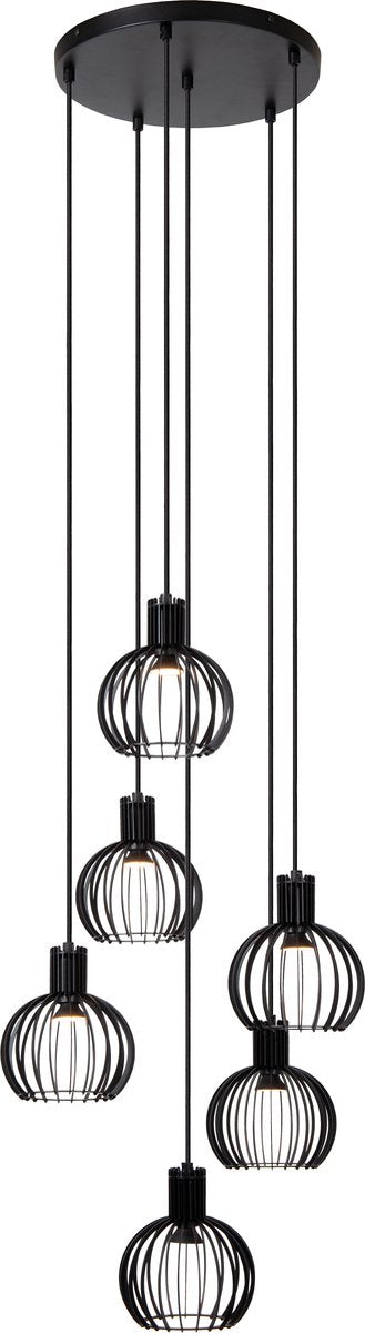 Lucide mikaela - hanglamp - ø 35 cm - 6xe14 - zwart