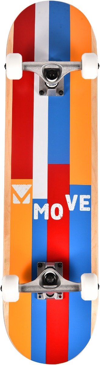 Stripes skateboard 79 x 19,7 cm geel blauw rood