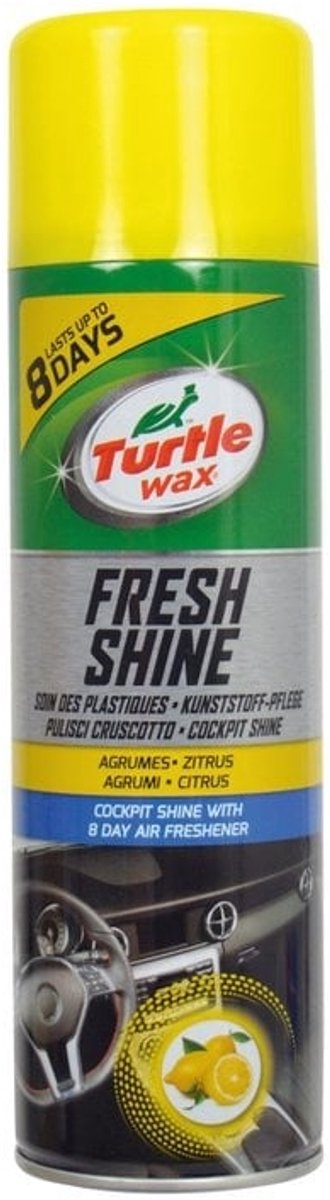 Turtle wax gl fresh shine citrus – voor alle kunststof interieur onderdelen - werkt reinigend - antistatisch – geeft glans - met frisse citrus geur - 500ml