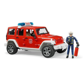 Load image into Gallery viewer, Bruder 2528 jeep wrangler brandweer + speelfiguur
