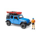 Bruder jeep wrangler rubicon met kayak and kayaker 1:16