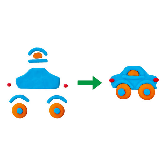 Ses klei verkeer - 3 kleipotjes