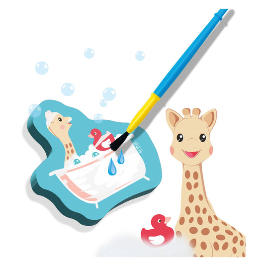 Ses sophie la girafe kleuren met water in bad