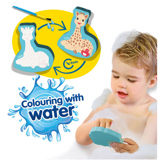 Ses sophie la girafe kleuren met water in bad