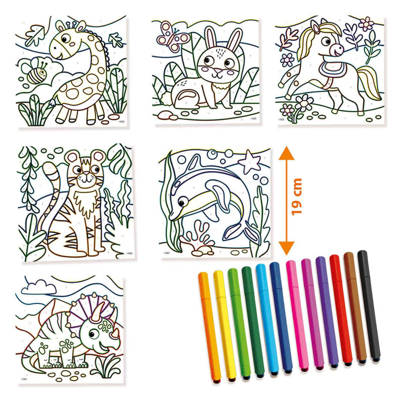 Load image into Gallery viewer, Ses kleuren op nummers - driehoek grip stiften
