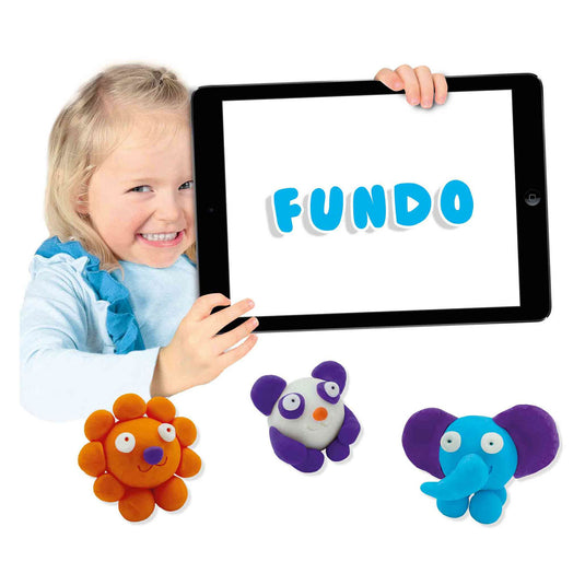 Ses creative ses fundo klei - wilde dieren - 4 kleipotjes