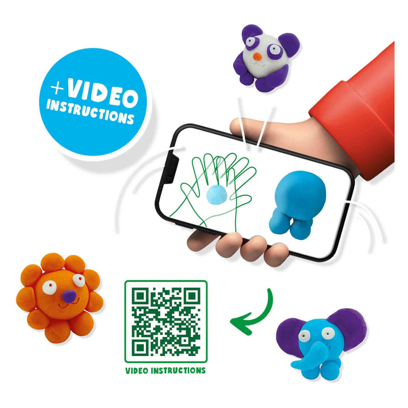 Load image into Gallery viewer, Ses creative ses fundo klei - wilde dieren - 4 kleipotjes
