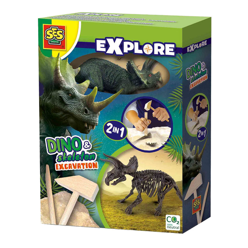 Load image into Gallery viewer, Ses explore dino en skelet opgraven 2in1 - triceratops
